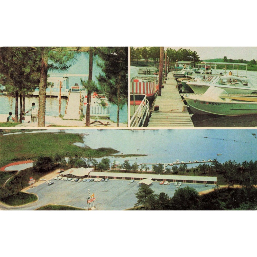 Vintage Brothers 4 Motel Postcard Logan Martin Lake Cropwell Alabama Multi-View
